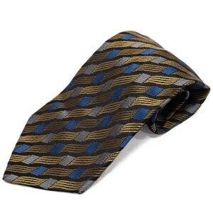 Emilio Romano Blue Gold 100% Silk Tie Made In Italy